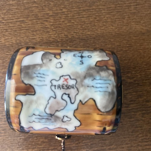 Limoges France Marque Deposee Pirate Treasure Chest Trinket Box Peint Main - Picture 9 of 20