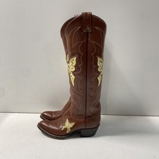 Justin L4416 Brown Leather Snakeskin Riding Boots Women's Size 4.5