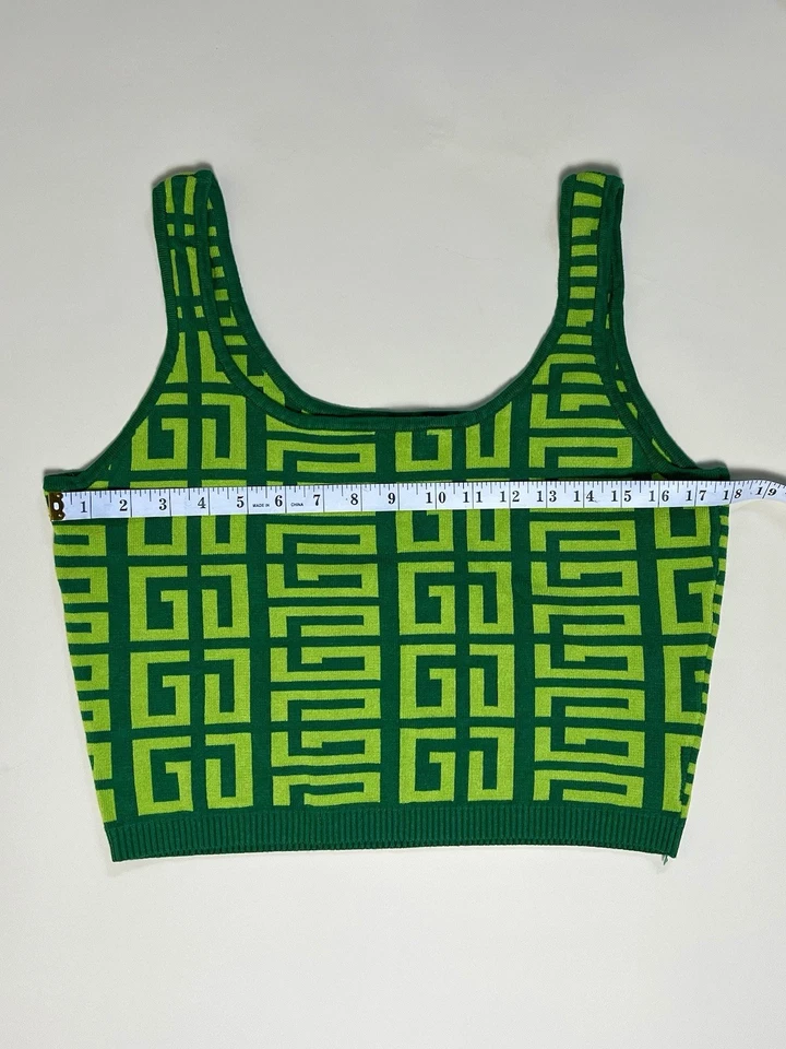 Conjunto de ropa de punto para mujer Ashley Stewart, estampado verde audaz 18/20, pantalón cárdigan sin mangas Foto 3 de 4