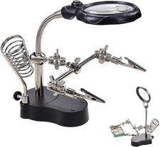 3.5X12X Helping Hands Soldering Station with LED Light Alligator Clips - Magni