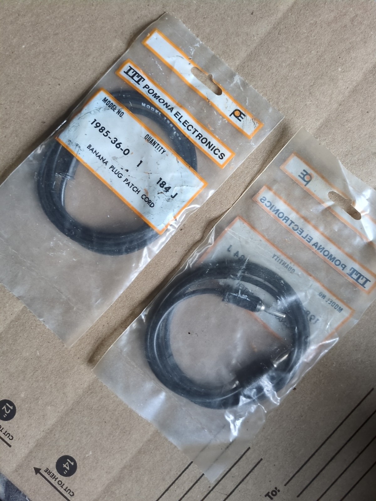Lot of 2 ITT Pomona Electronics 1985-36-0 Banana Plug Patch Cord 36" long (New)
