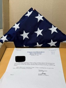 American Flag, 5' X 8' cotton, flown over US Capitol, September 2002