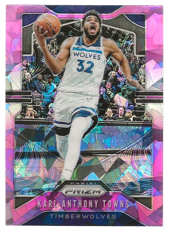 2019-20 Panini Prizm Basketball Karl-Anthony Towns Pink Cracked Ice Prizm #161