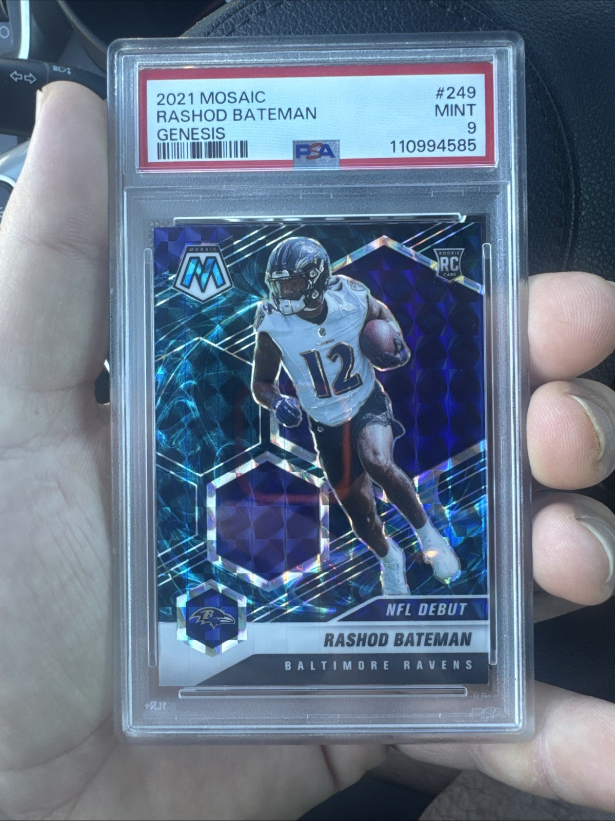 2021 Panini Mosaic - Rookies Rashod Bateman #310 Genesis Mosaic Prizm (RC) PSA 9