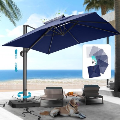 HOTIME10x10ft Patio Umbrella Cantilever Umbrella Double Top - Upgrade and Intensify - 360 Rotation and 5 Angles Adjustment - Aluminum Offset Pool HOTIME10x10ft Patio Umbrella Cantilever Umbrella Double Top - Upgrade and Intensify - 360 Rotation and 5 Angles Adjustment - Aluminum Offset Pool