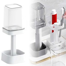 Toothbrush Holder With Cup/cover Contains 3 SlotsCompatible With Conventional