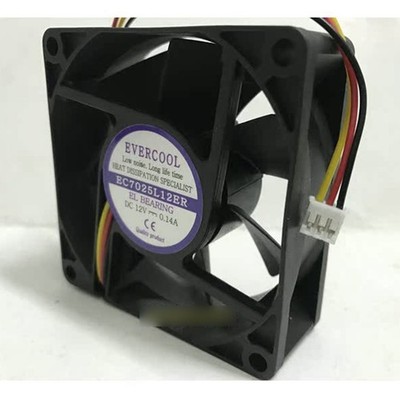 New EVERCOOL EC7025L12ER DC12V 0.14A 3 line cooling fan *la