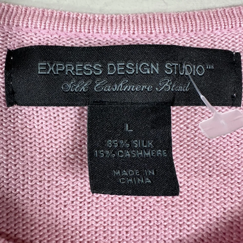 Cárdigan para mujer Express Design Studio rosa seda cachemir mangas cortas talla L Foto 2 de 4