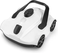 Portable Cordless Robotic Pool Cleaner 130 Mins Runtime Self-Parking WHITE
