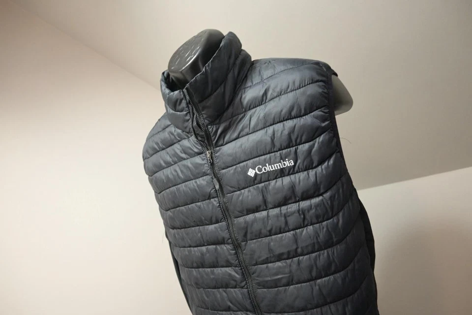 Columbia Puffer Chaleco Negro Aislado Cremallera Completa Chaqueta Para Hombres Talla XLT XL TALL Foto 2 de 4