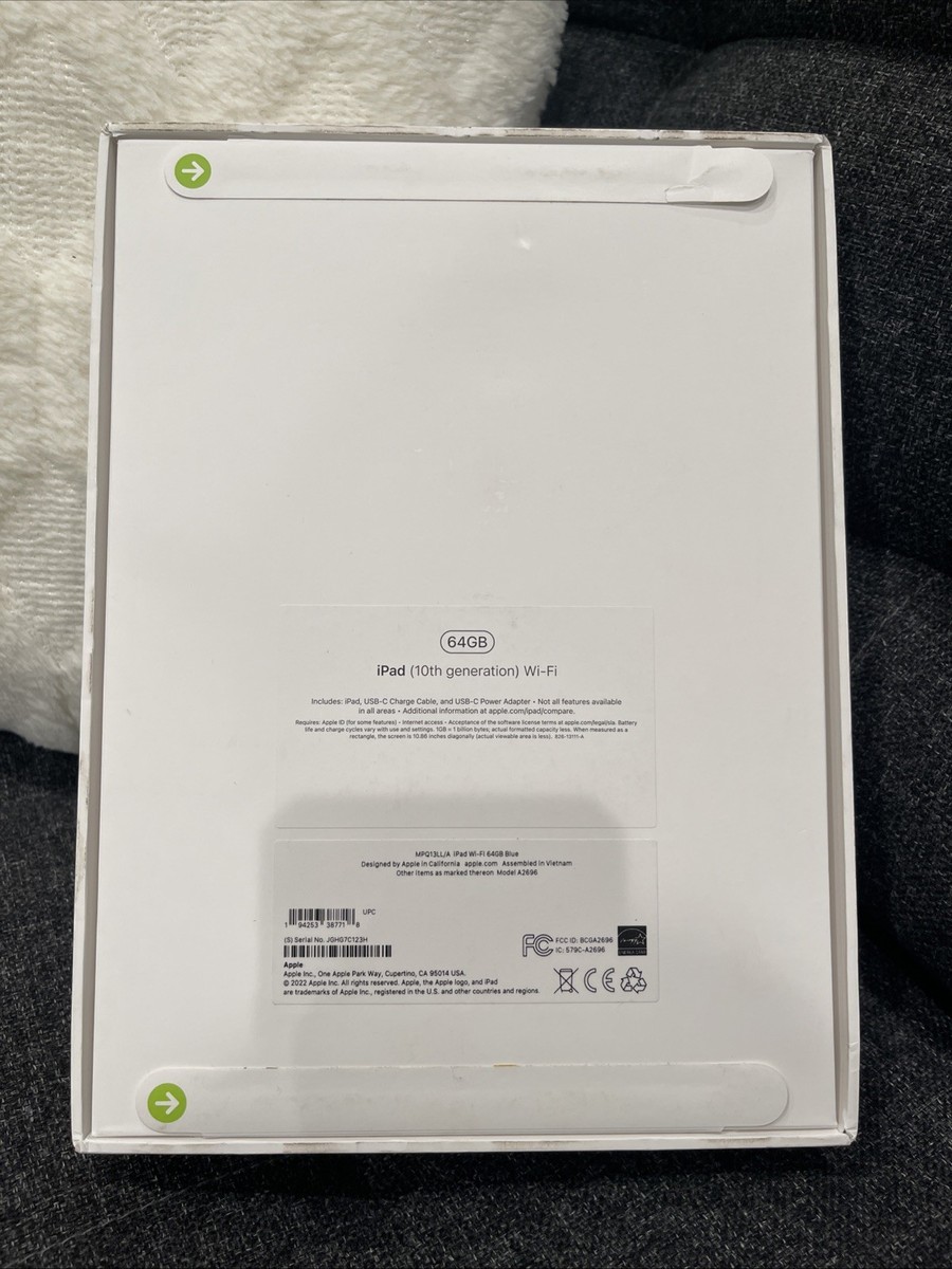 Apple iPad (10th Generation) A2696 64 GB, Wi-Fi, 10.9 in