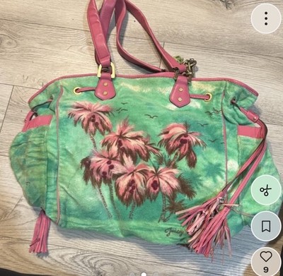 Vintage AUTHENTIC!!! Juicy Couture green and pink beach tote bag