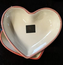 Made In Italy Effetti Home  5" Heart Shaped Candy Dish White  w/Pink OR Red Rim 