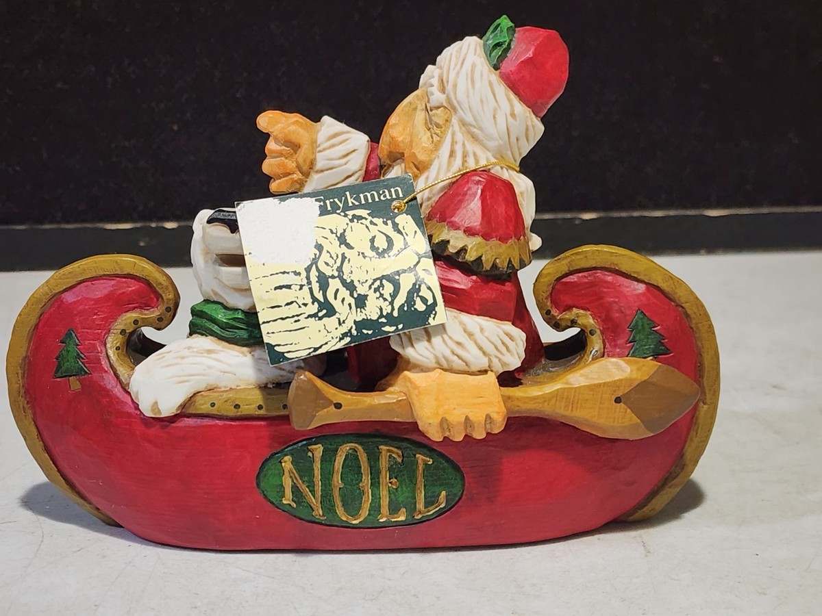 David Frykman Figurine SANTA POLAR BEAR NOEL CANOE Christmas