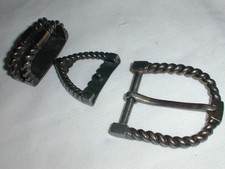 Alexanders Belts Sterling Silver 3 PC Handcrafted Western Rope Belt Buckle SET