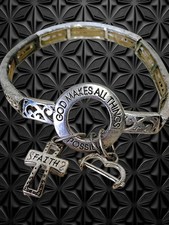   With God All Things Are Possible  Two Toned Inspirational Bracelet Silver Tone