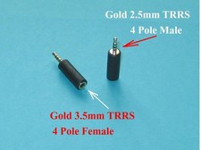 2x 2.5mm Male to 3.5mm Female 4Pole Stereo Audio Mic Jack Plug Adapter Connector