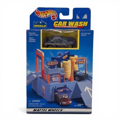 Vintage 1998 Hot Wheels World Car Wash Playset NIB Mattel #65784 w/ Vehicle
