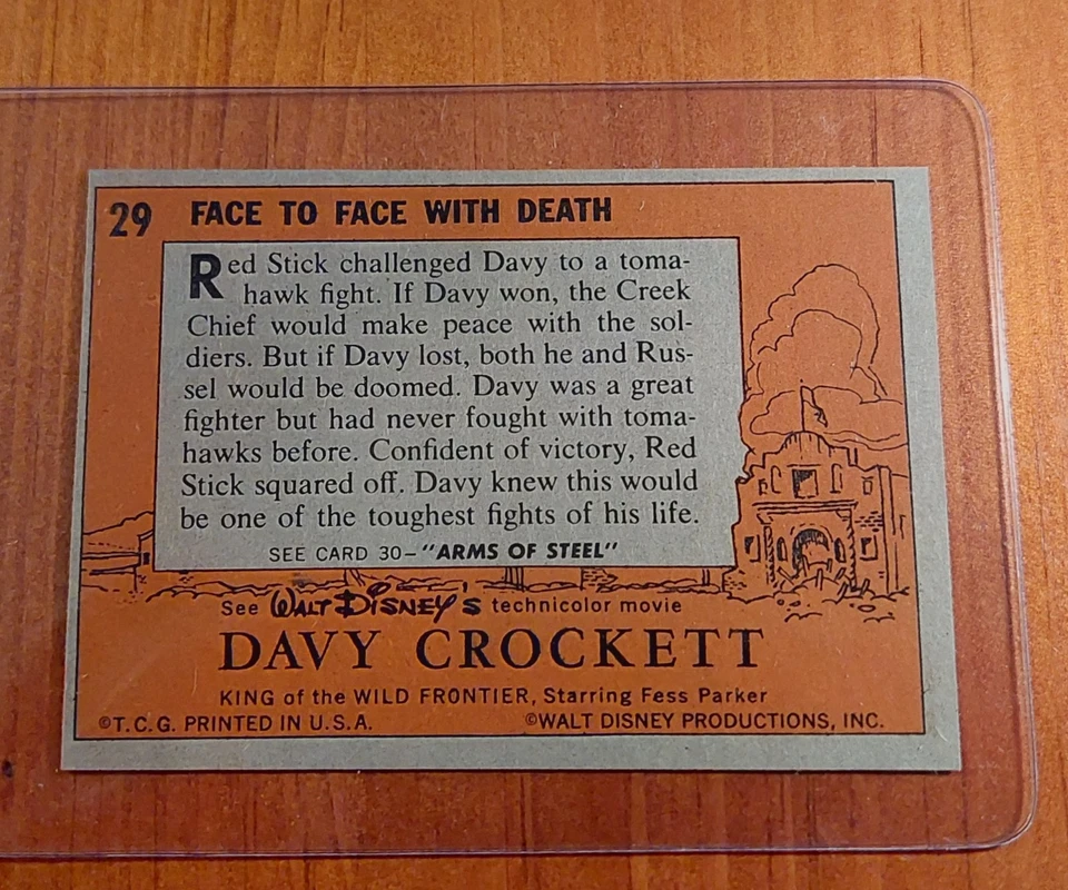 1956 DAVY CROCKETT SERIES 1 ORANGE FACE TO FACE DEATH #29 MINTY WALT DISNEY - Image 2 of 2