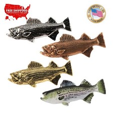 Small Pewter Striped Bass Fish Lapel Pin or Refrigerator Magnet Made in USA S051