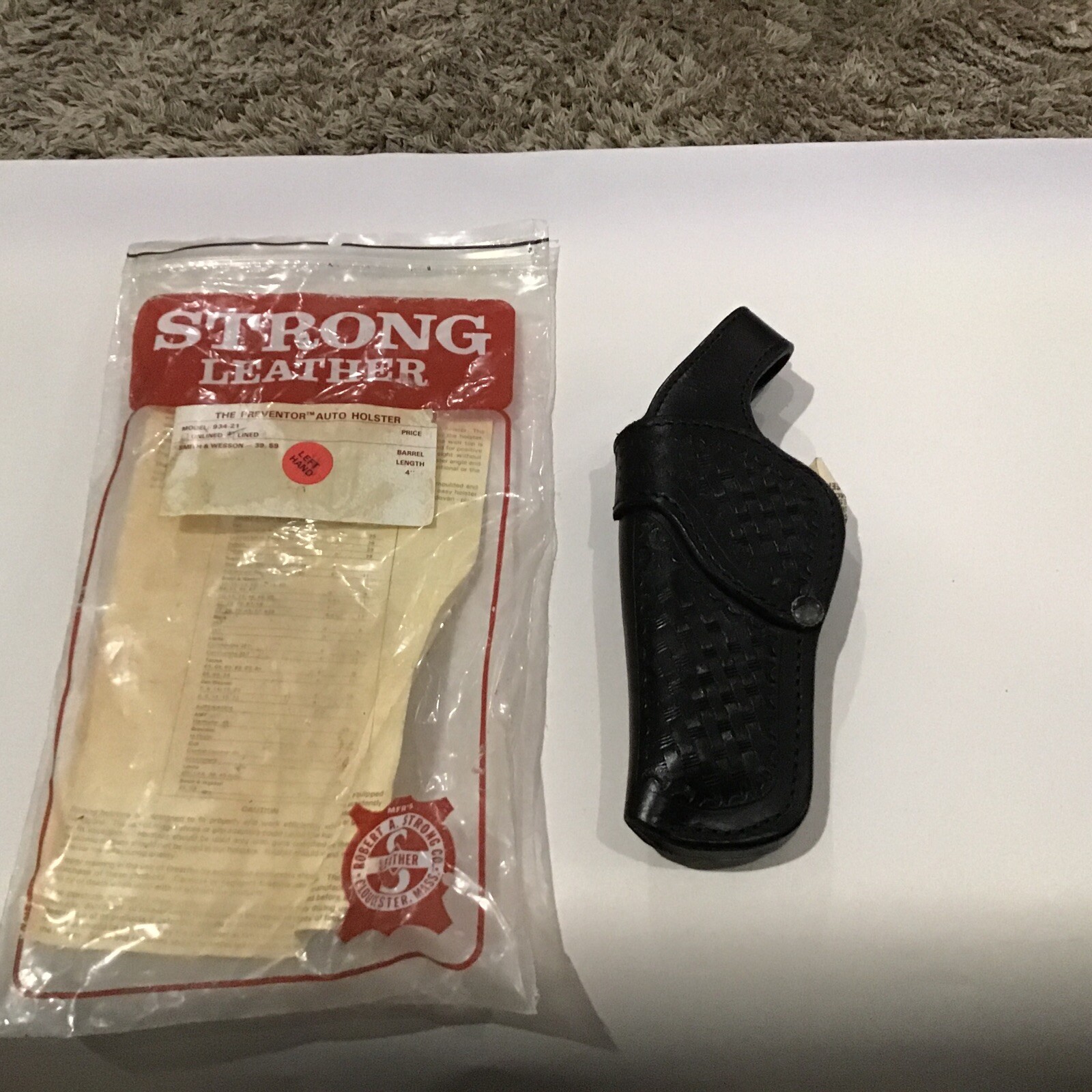 STRONG Black Leather Holster #934-21 SMITH & WESSON 39 & 59 4” LH ...