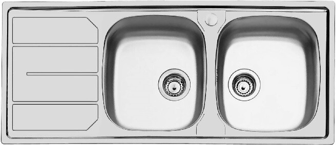 FOSTER 1812161 LAVELLO 2 VASCHE DX CON GOCCIOLATOIO S1000 STD INOX 116 CM
