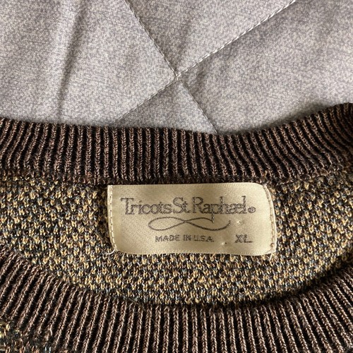 Vintage 90s Tricots St. Raphael Grandpa Pattern Sweater Men’s XL Brown Blue - Picture 5 of 10