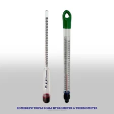 Homebrew Triple Scale Hydrometer & Thermometer Full Color Made in USA, Non-Toxic