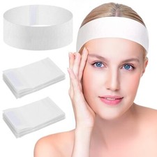 Sublaga 40 Pack Spa Headband for Women Disposable Skincare 40pcs white