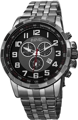 August Steiner AS8118BK Schweizer Quarz Chronograph Tachymeter Datum Herren Uhr