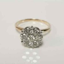 2Ct Round Cut Lab Created Diamond Engagement Cluster Ring 14K Yellow Gold Plated
