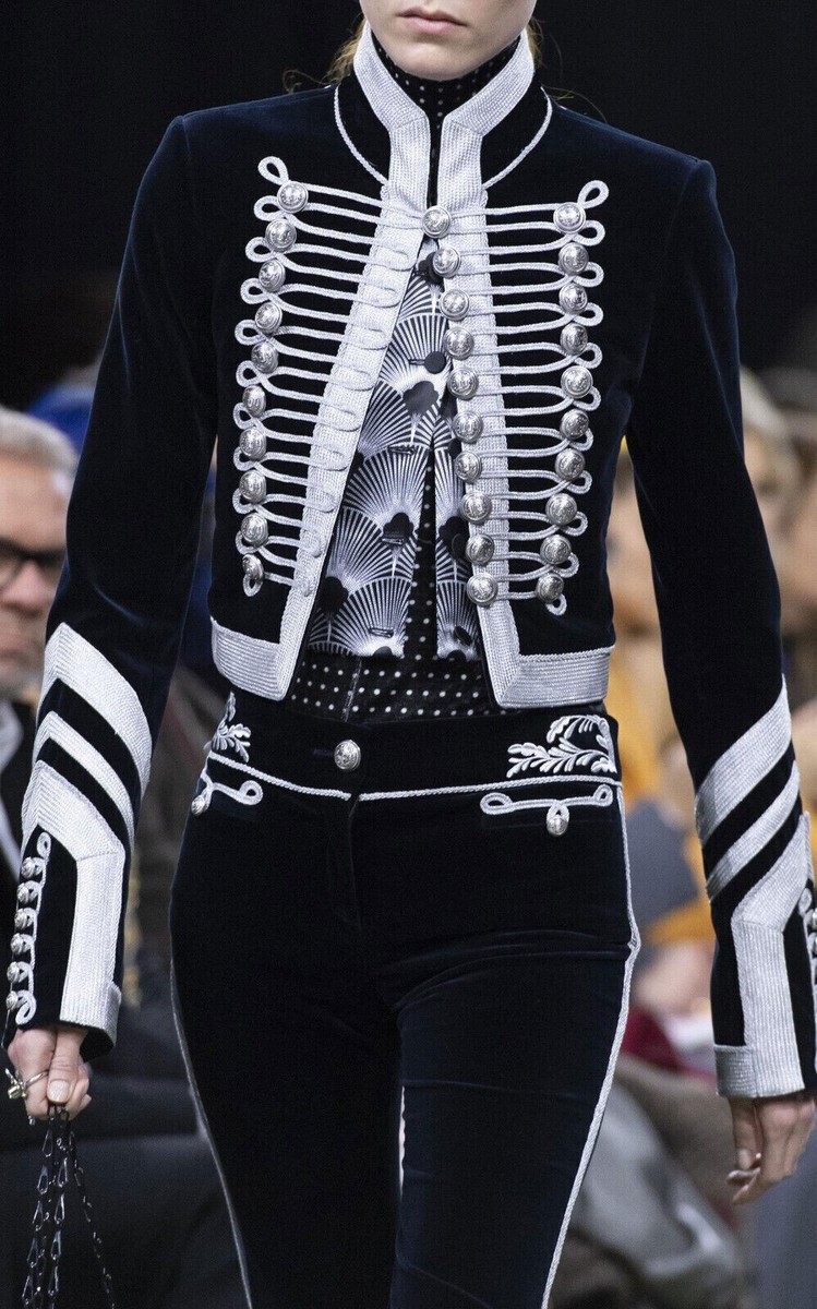 New Paco Rabanne Black Velvet & Silver Braid Military Jacket | eBay