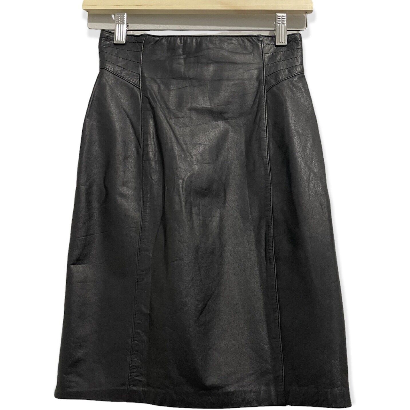 Toffs Leather Skirt Genuine Black High Rise Penci… - image 1