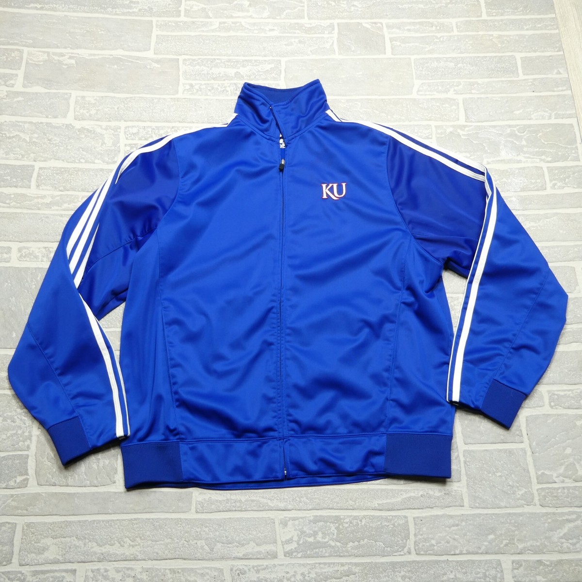Adidas Track Jacket Mens Large University of Kansas KU Jayhawks 