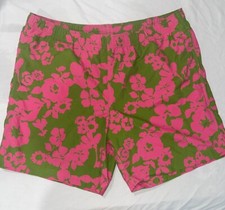Hawaiian Tropical Swim Trunks J Crew Mens Sz XL Pink Green Floral Mesh Lining