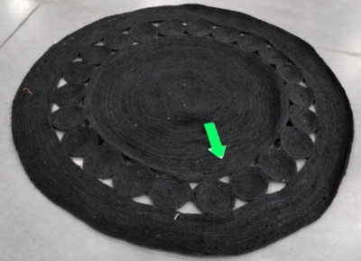 BLACK 5' X 5' Round Broken Thread Rug, Reduced Price 1172724290 NF364D-5R