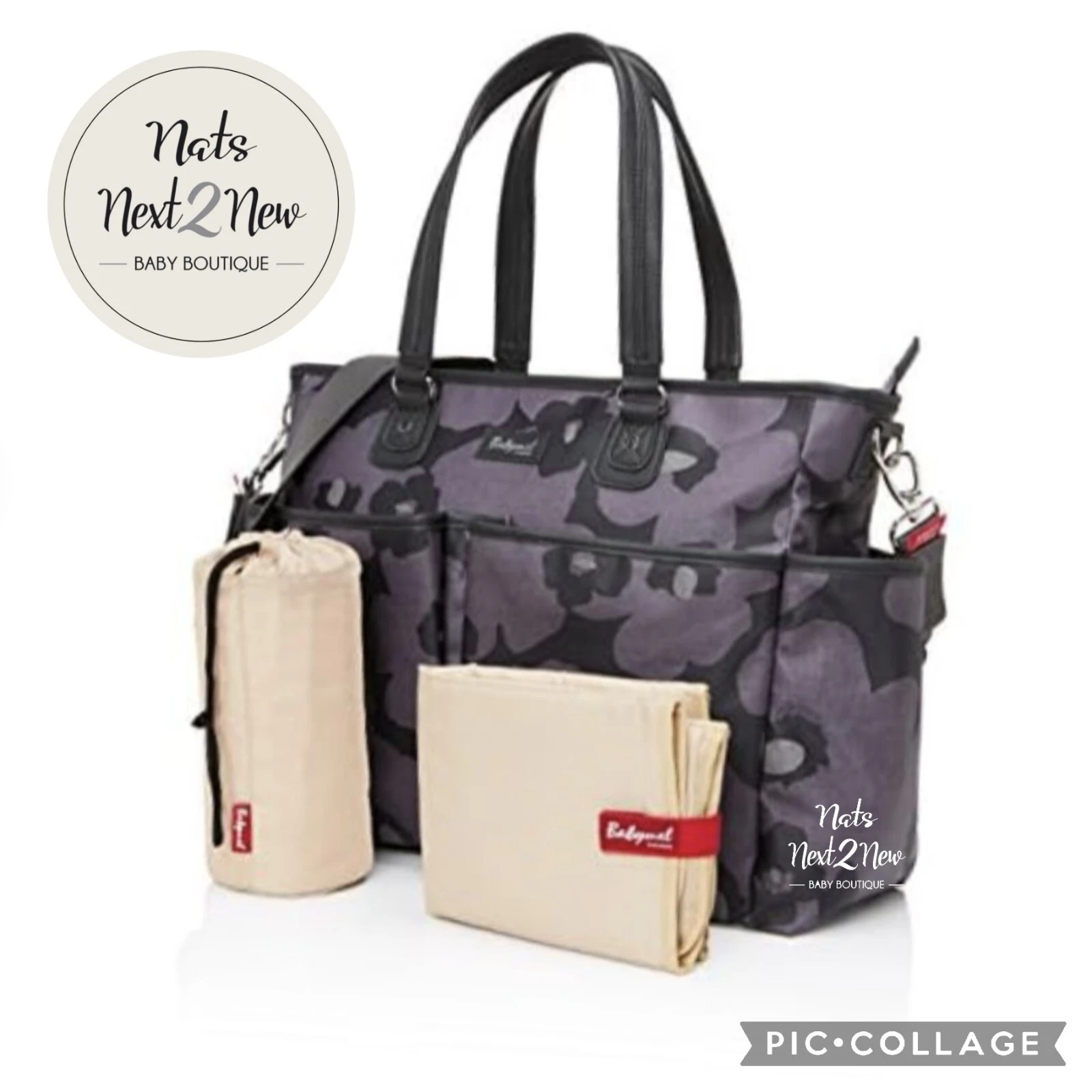BabyMel Bella Baby Changing Bag With Bottle Bag And Changing Mat - Floral