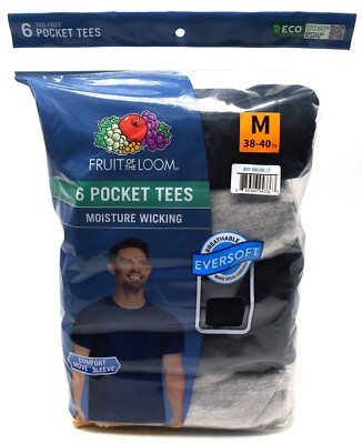 6 Pack Fruit Of The Loom Pocket T-Shirts Sizes M L XL 2XL 3XL | eBay