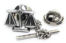 PEWTER SCALES OF JUSTICE TIE TACK / LAPEL PIN