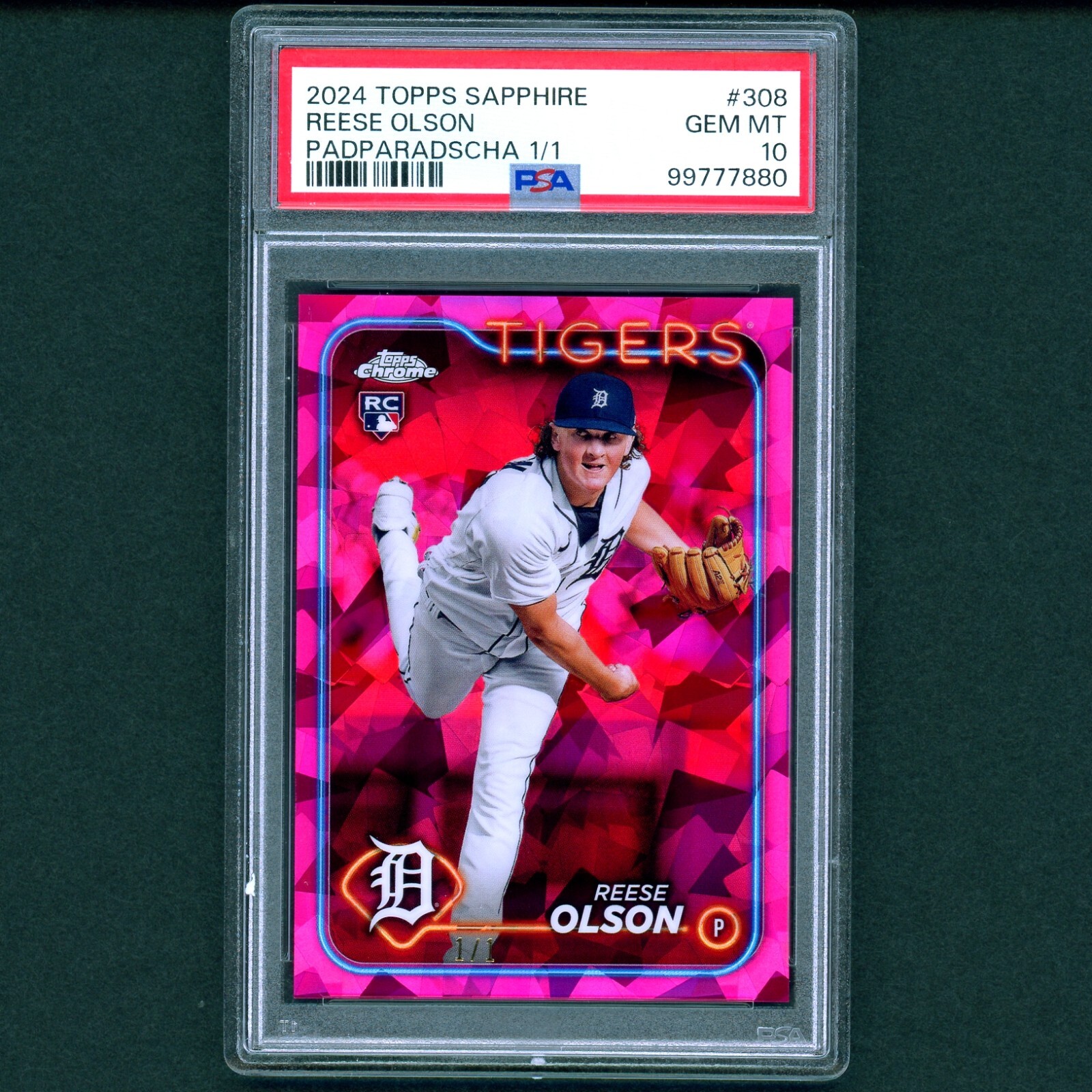 2024 Topps Chrome Sapphire Reese Olson Padparadscha Rookie 1/1 PSA 10 GEM MINT