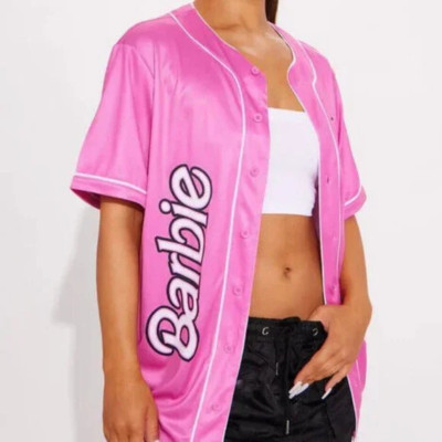 Barbie Pink Baseball Jersey West Coast Barbie Logo Womens Plus Size 3X NWT
