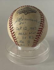 OCTOBER 12TH 1997 LIVAN HERNANDEZ AUTOGRAPHED GAME USED NLCS BASEBALL 15 K'S