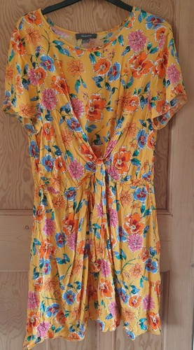 Primark Summer Dress Yellow Floral Womens Ladies size 12-14-16 | eBay