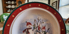 Jolly Snowmen Dessert Plates (pair) 6 1/2" Royal Seasons Stoneware White Red ! — photo 8