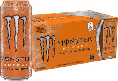 Monster Ultra Sunrise Energy Drink 15 Pack Zero Sugar Citrus Flavor 10 Calories