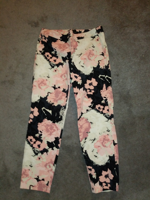 Talbots Chatham Cotton Blend Stretch Floral Print Ankle Straight Pants Size 8P