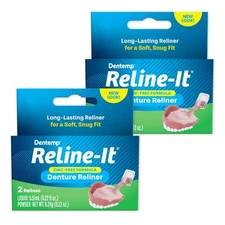 Dentemp Reline It Denture Reliner Kit 2 Count Advanced Comfort Fit For All De...