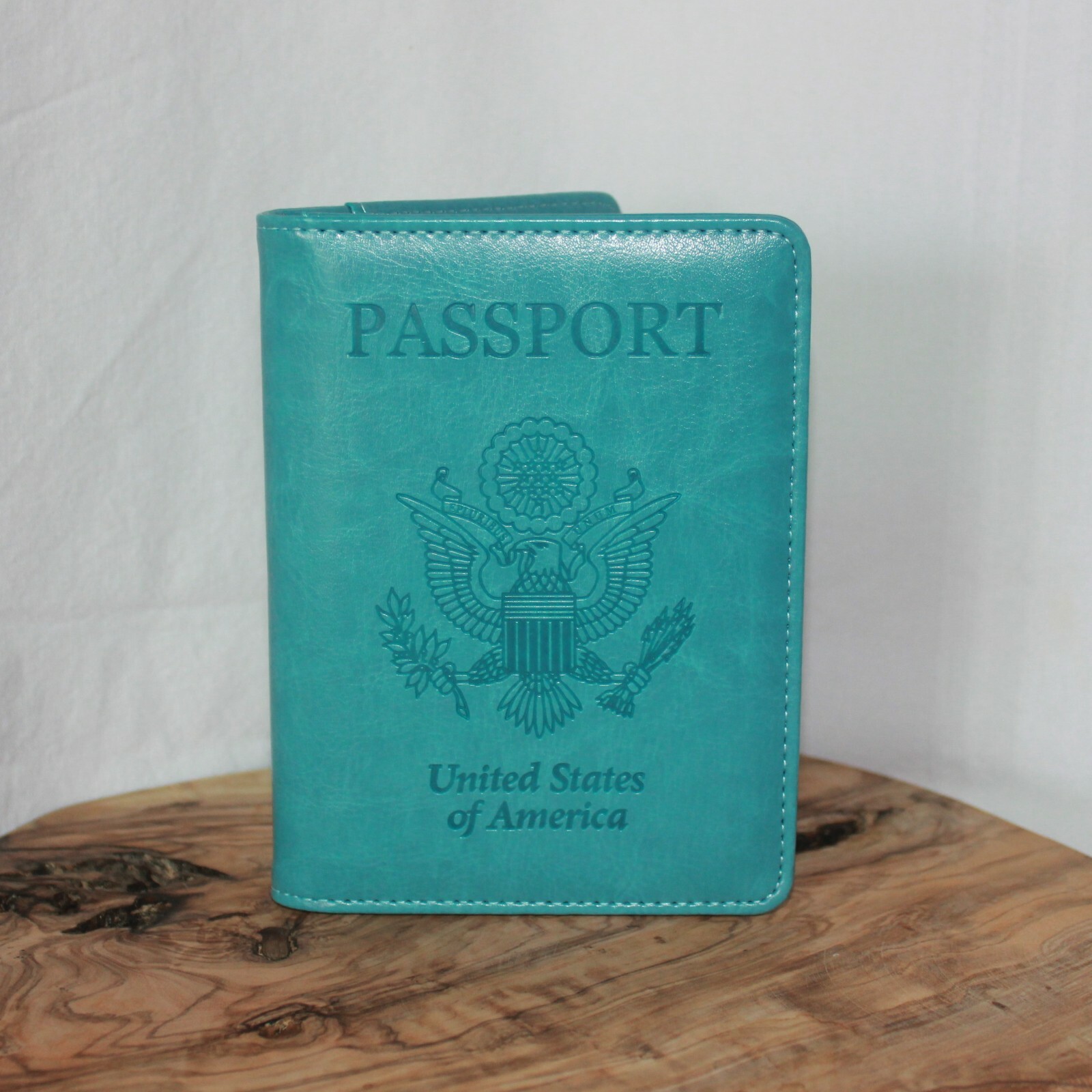GDTK RFID Blocking Teal Faux Leather Passport Holder Wallet  -image