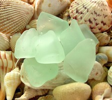 8pcs SEAFOAM blue freeform wire wrapping NO HOLE sea beach glass pendant beads