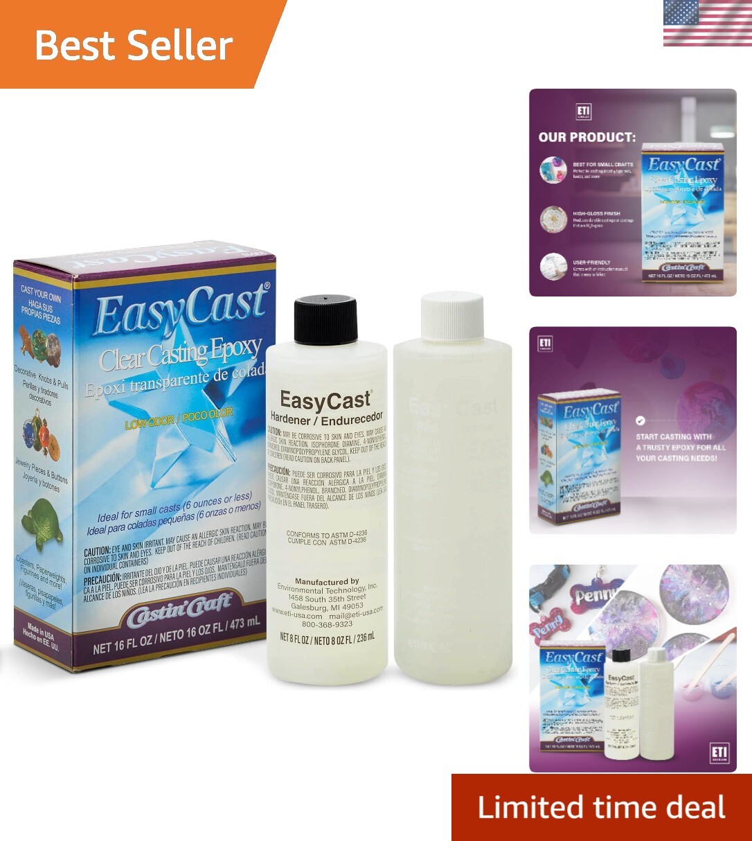 16oz Clear Epoxy Resin Kit for Jewelry Making and DIY Crafts